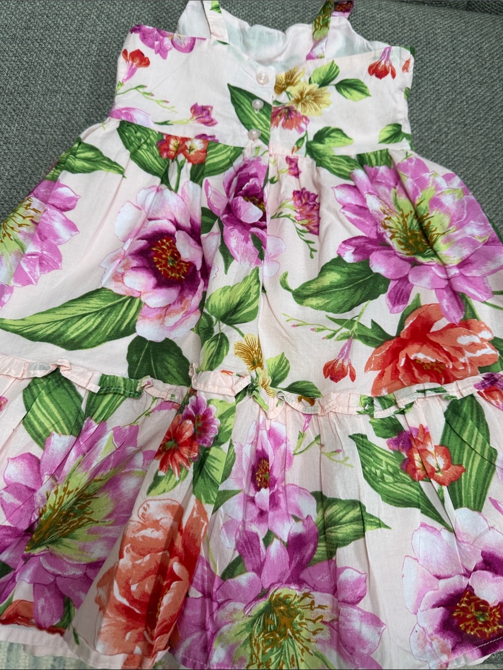 Janie and Jack  Pink Floral Tiered Sundress with Green Leaf Print - Picture 8 of 10